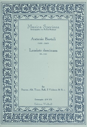 Laudate dominum psalm 116 fr Sopran, Alt, Tenor, Bass, 2 Violinen und Bc Partitur und Stimmen