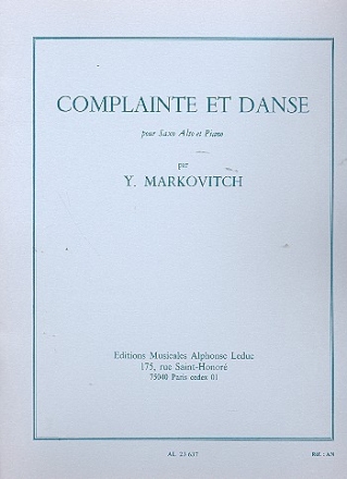 Complainte et danse pour saxophone alto et piano