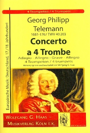 Concerto  4 trombe TWV40:203 fr 4 Trompeten Partitur und Stimmen