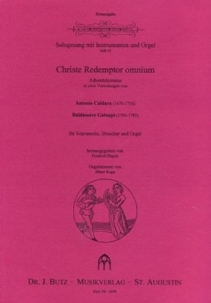 Christe redemptor omnium fr Sopran, Streicher und Orgel Stimmen