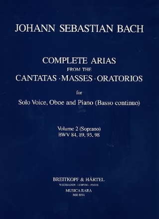 Complete Arias vol.2 for soprano, oboe and bc 4 parts