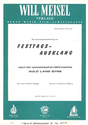 Festtagsausklang nach Auld Lang Syne: fr Klavier mit Text