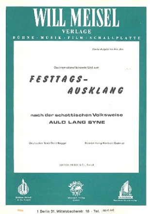 Festtagsausklang nach Auld Lang Syne: fr Klavier mit Text