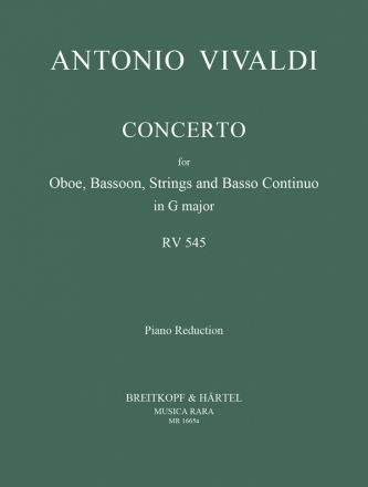 Concerto G major RV545 P129 for oboe, bassoon, strings and bc for oboe, bassoon and piano