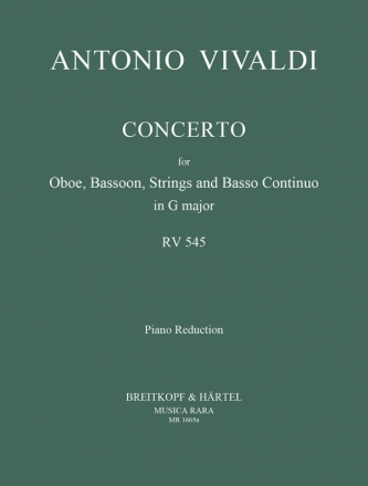 Concerto G major RV545 P129 for oboe, bassoon, strings and bc for oboe, bassoon and piano