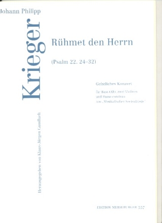 Rhmet den Herrn fr Ba (Alt), 2 Violinen und Bc Partitur und Stimmen