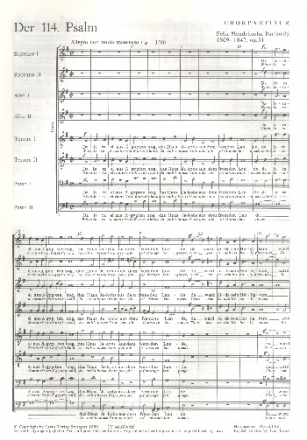 Der 114. Psalm op.51 fr Doppelchor und Orchester Chorpartitur