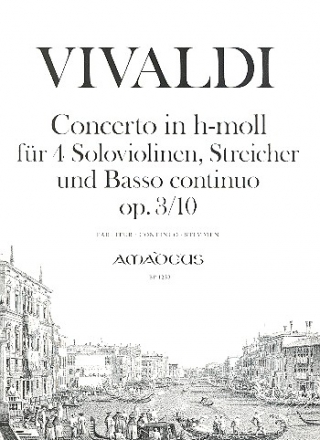 Konzert h-Moll op.3,10 fr 4 Violinen, Streicher und Bc Partitur und Stimmen