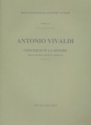 Concerto la minore F.VI:9 per flautino, archi e cembalo partitura