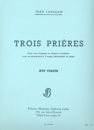 3 prieres no.1 pour voix moyenne et orgue (harm/pno)