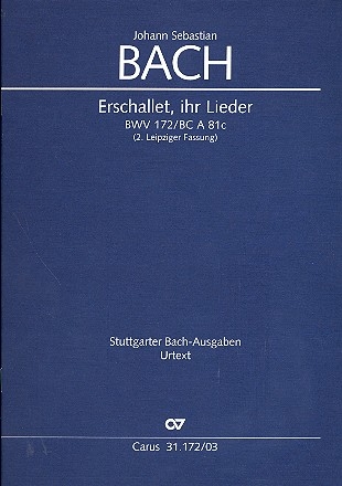 Erschallet ihr Lieder Kantate Nr.172 BWV172 Klavierauszug (dt/en)