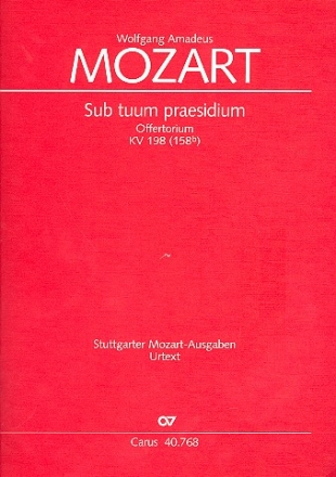 Sub tuum praesidium KV198 Offertorium fr 2 Soprane, 2 Violinen, Viola und Bc,  Partitur