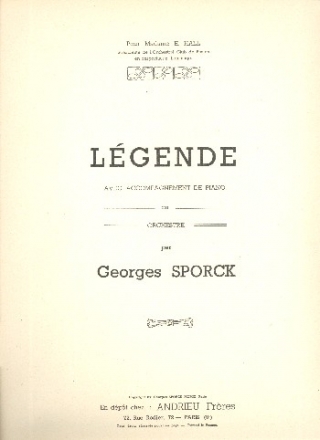 Legende pour saxophone alto et piano (orchestre)