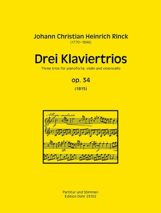 3 Klaviertrios op.34 fr Violine, Violoncello und Klavier Stimmen