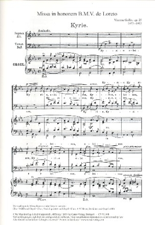 Missa in honorem B.M.V. de Loreto op.25 fr gem Chor und Orchester Partitur