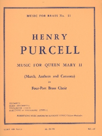 Music for Queen Mary II for brass chorus (trp, horn, trb, tuba) score and parts