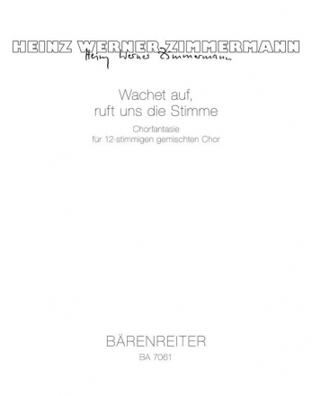 WACHET AUF RUFT UNS DIE STIMME FUER 12-STIMMIGEN GEM CHOR A CAPPELLA SINGPARTITUR
