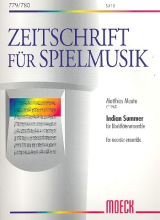 Indian Summer fr Blockfltenensemble (SATB) Partitur und Stimmen