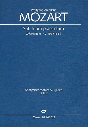 Sub tuum praesidium KV198 Offertorium fr 2 Soprane, 2 Violinen, Viola und Bc,  Klavierauszug