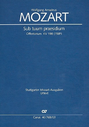 Sub tuum praesidium KV198 fr 2 Soprane, 2 Violinen, Viola und Bc Klavierauszug