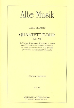 Quartett E-Dur Nr.6 fr Violine (Flte, Klarinette in A), 2 Violen (Violine 2, Viola) und Partitur und Stimmen