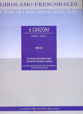 6 canzonas for treble instrument, bass instrument and basso continuo parts