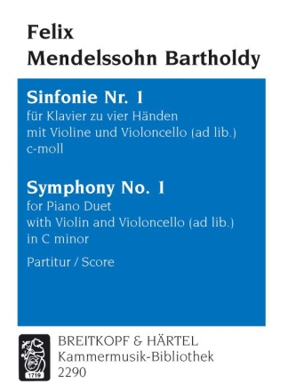 Sinfonie c-Moll Nr.1 fr Klavier zu 4 Hnden, Violine und Violoncello Partitur
