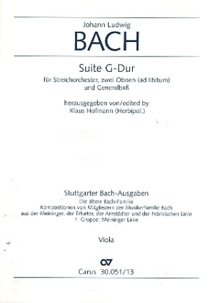 Suite G-Dur fr Streichorchester, 2 Oboen ad lib. und Bc Viola