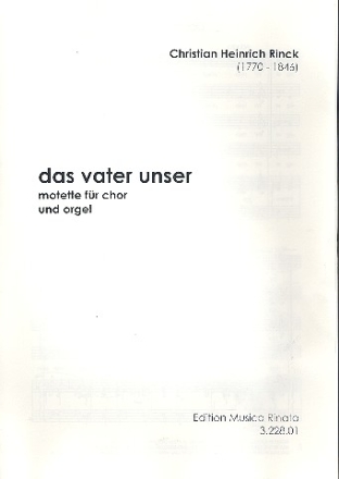 Das Vater unser Motette fr gem Chor und Orgel Partitur