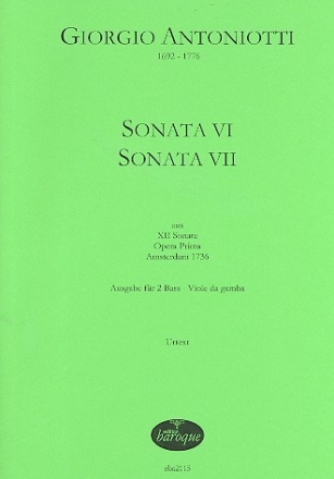 Sonata 6 und 7 fr 2 Bassviole da gamba Partitur und Stimmen 12 Sonate Opera Prima