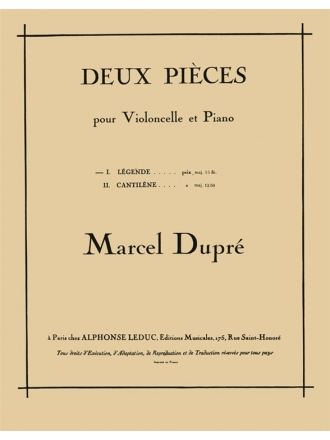 Legende pour violoncelle et piano 2 pieces