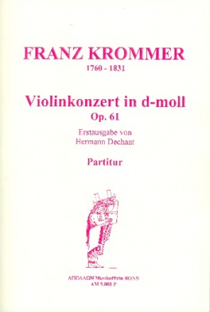 Konzert d-Moll op.61 fr Violine und Orchester Partitur
