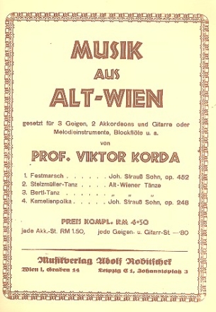 Musik aus Alt-Wien fr 3 Violinen, 2 Akkordeon und Gitarre (Melodieinstrumente) Stimmen