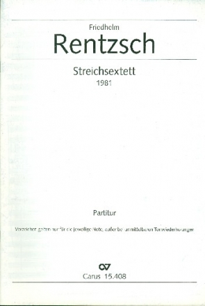 Streichsextett 1981 fr 2 Violinen, 2 Violen und 2 Violoncelli Partitur