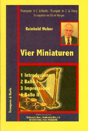 4 Miniaturen für Trompete in C und Harfe (Klavier) Partitur und Stimmen