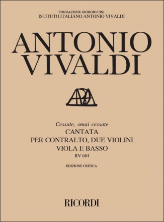 Cessate omai cessate RV684 Kantate fr Kontra-Alt, 2 Violinen und Viola Partitur