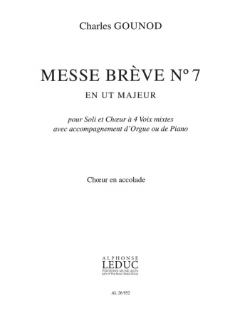 Messe breve ut majeur no.7 pour soli et choeur mixtes et orgue ou piano partition choeur