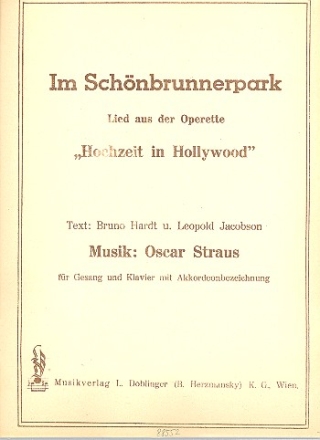 Im Schnbrunnerpark fr Gesang und Klavier aus Hochzeit in Hollywood