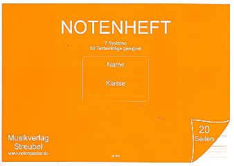 Notenheft Din A5 quer 7 Systeme fr Texteintrge geeignet, 20 Seiten