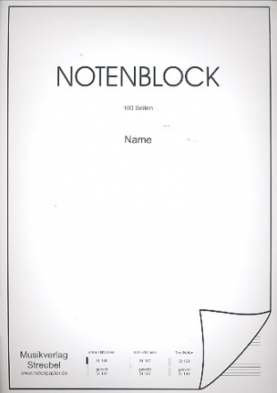 Notenblock 12 Systeme ohne Hilfslinien Din A4, 100 Seiten, 50 Bltter 