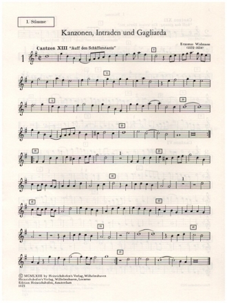 Kanzonen, Intraden und Gagliarda fr 4 Violinen und Violoncello 5 Stimmen