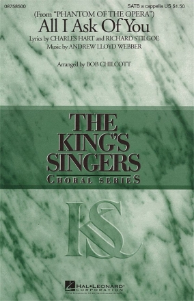 All i ask of you for mixed chorus (SATB) a cappella,  score