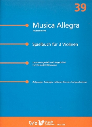 Spielbuch Band 39 fr 3 Violinen Partitur und Stimmen