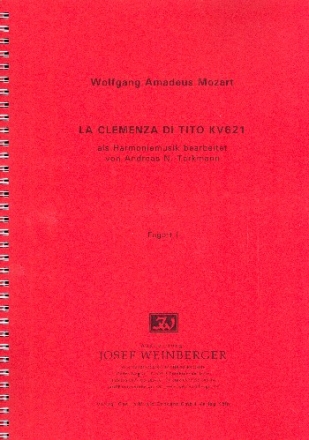 Harmoniemusik aus La clemenza di Tito fr 2 Klarinetten (Bassetthorn), 2 Hrner in F und 2 Fagotte,  Stimmen