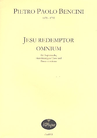 Jesu Redemptor omnium fr Sopran, gem Chor und Bc. Partitur