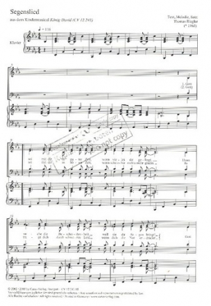 Segenslied aus Knig David fr Kinderchor und Instrumente, Klavierauszug