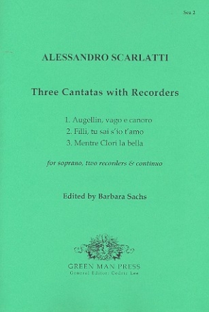 3 cantatas with recorders for soprano, 2 recorders and bc,  parts