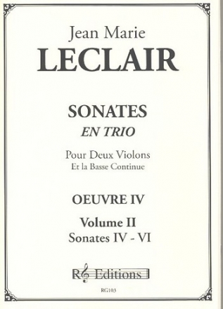 Sonates en trio op.4 vol.2 pour 2 violons et la basse continue parties