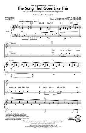 The Song that goes like this for mixed chorus (SAB) and piano,  score