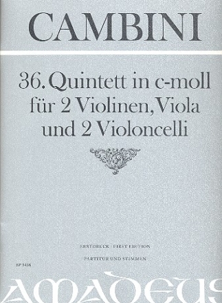Quintett c-Moll Nr.36 fr 2 Violinen, Viola und 2 Violoncelli Partitur und Stimmen